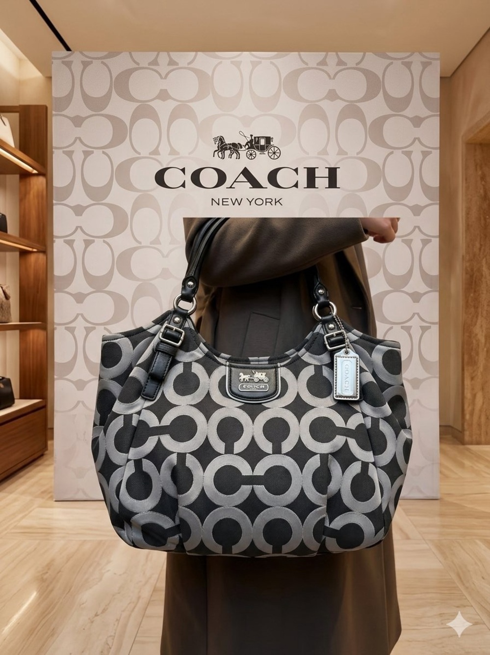 Coach Opt Art Signature Canvas Satchel Bag
